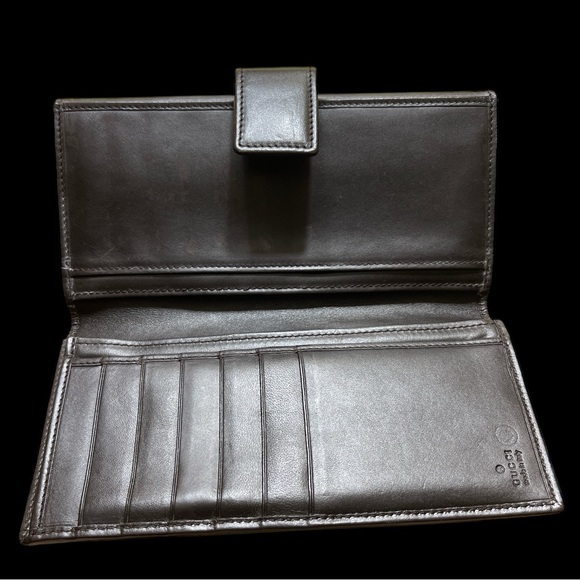 Gucci Canvas Monogram & Leather Snap Wallet with Black & Silver Crossbody Chain - Picture 16 of 16